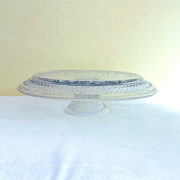 Vintage 1930s Imperial Glass Cape Cod Footed Cake Stand Plate Chip & Dip Platter - Picture 1 of 8